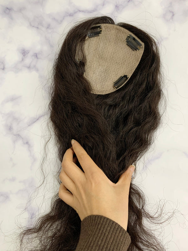 Curly hair topper big size 16*16cm human Hair Topper for women, 100% Human Hair topper with baby hair. Alopecia and thinning hair help.