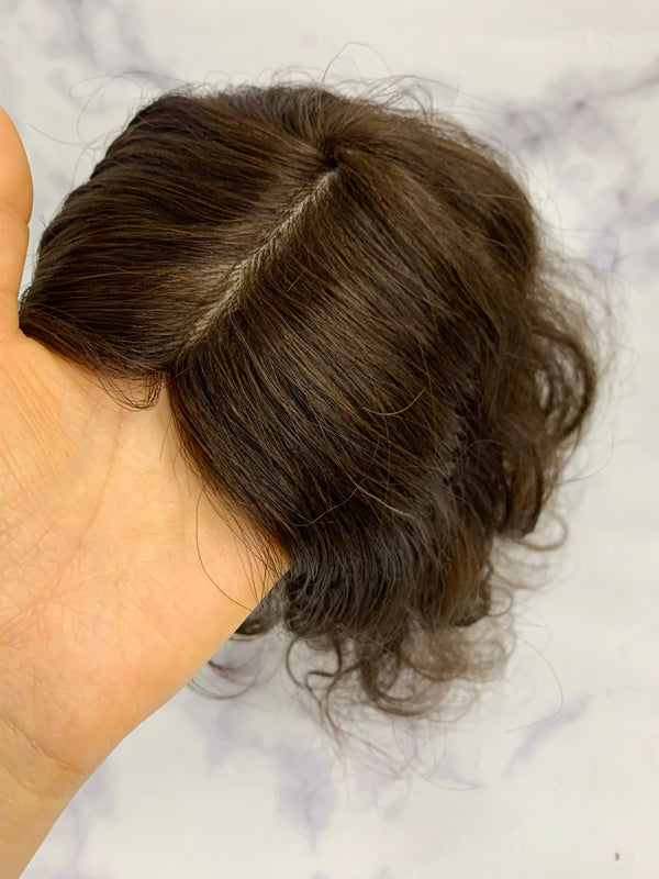 Curly hair topper big size 16*16cm human Hair Topper for women, 100% Human Hair topper with baby hair. Alopecia and thinning hair help.