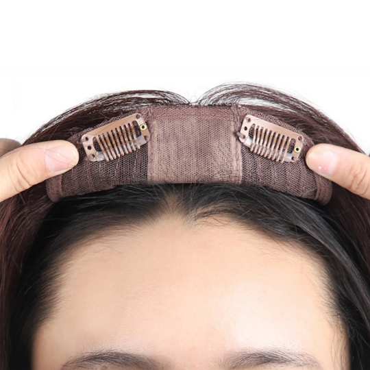 Black ombre Blonde human Hair topper for thinning hair with silk base.thinning hair help.Hair topper for volume.