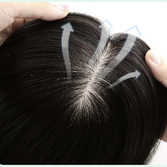 6x5.5" Human Hair topper for thinning hair.Black and brown color. 8-20" Hair topper for volume. Can be recolored and restyle.