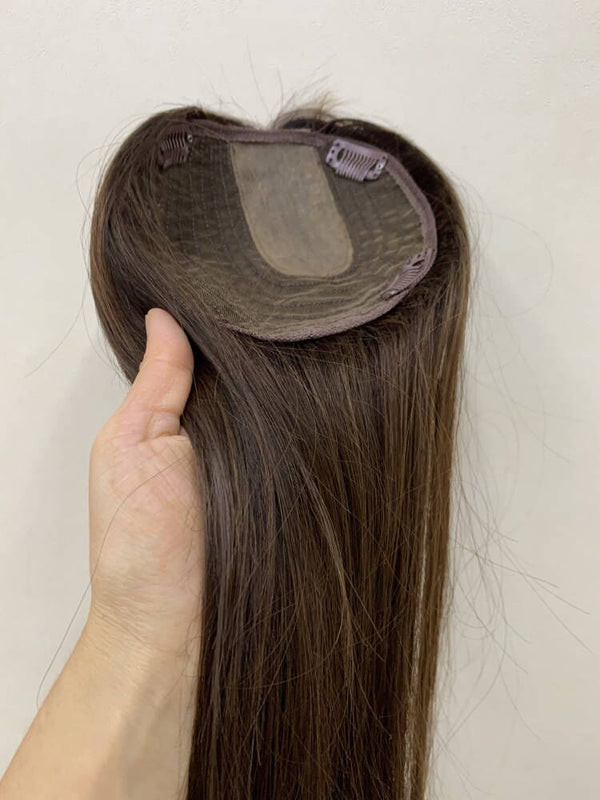 Breathable Human hair toppers. Middle size 5.5"*6"(14*15cm) fit for most of hair loss. Thin hair help for women