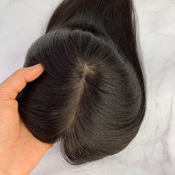 12*13cm silk based Human Hair topper for thinning hair. Hair topper for volume. 10A grade human remy hair toppers for women. Hair helper