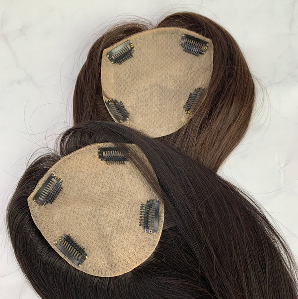 Customized 150% density 12*13cm full silk based Human Hair topper for thinning hair.Free part toppers