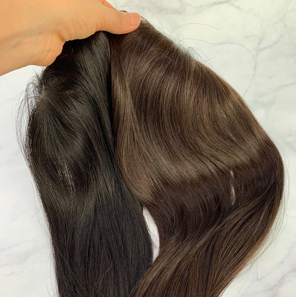 12*13cm silk based Human Hair topper for thinning hair. Hair topper for volume. 10A grade human remy hair toppers for women. Hair helper