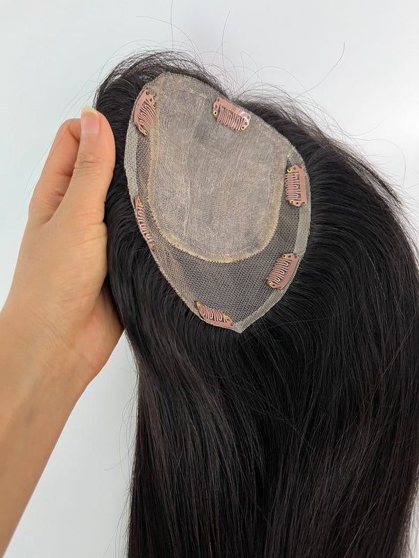 Free part with breathble lace human hair toppers .10A grade top quality human remy with silk based for thinning hair. 14*15cm topper size.
