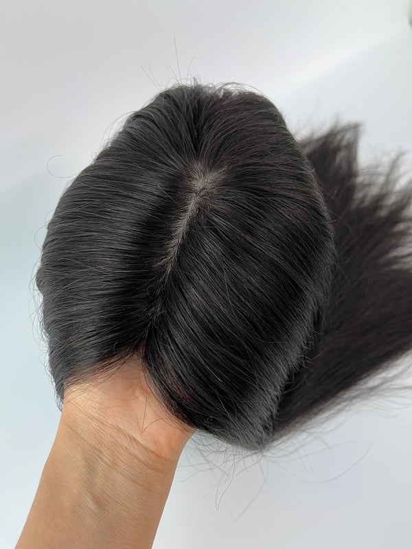 Free part with breathble lace human hair toppers .10A grade top quality human remy with silk based for thinning hair. 14*15cm topper size.