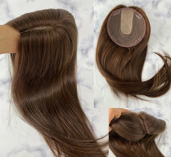 Breathable Human hair toppers. Middle size 5.5"*6"(14*15cm) fit for most of hair loss. Thin hair help for women
