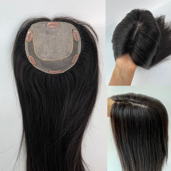 Free part with breathble lace human hair toppers .10A grade top quality human remy with silk based for thinning hair. 14*15cm topper size.